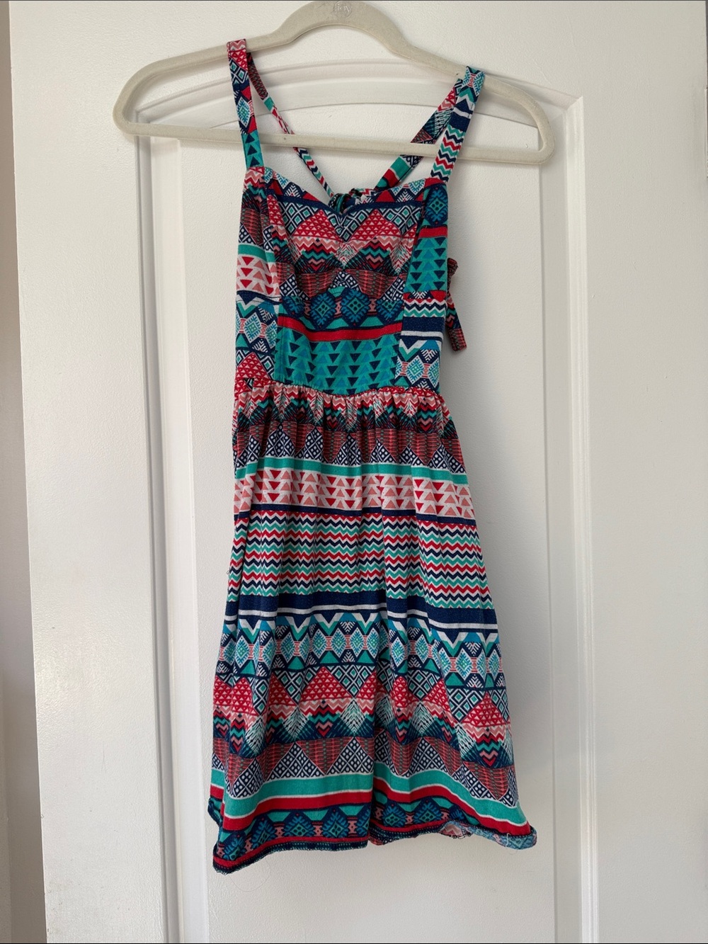 Patterned Sundress in Teal, Pink & Navy